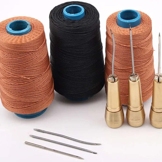 🔥 Promo Flash -50%: Kit di Lesine per Cucitura della Pelle 3/4 Pezzi – Manico in Rame Lucido e Aghi Intercambiabili con Filo Cerato per Finiture Professionali e Durevoli. ✨🧵