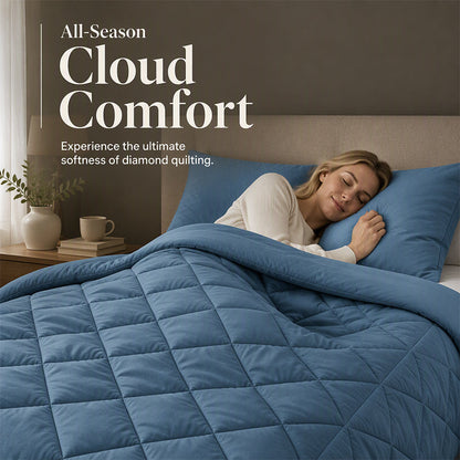 🛏️Set Piumino Trapuntato 3 Pezzi  | Morbida Microfibra per 4 Stagioni ☁️ | Trapuntatura a Rombi Soffice e Traspirante ✨ | Include 1 Trapunta e 2 Federe 😴
