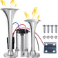 2026 Upgraded 12V 130DB Air Horn Dual Horn, Horn Kit with Air Compressor,Dual Electric Air Horns Kit with Compressor for Vehicles Trucks Pickup Trains Lorrys SUVs Cars Boats (12V SilverBlack) Alarm for Home Security,