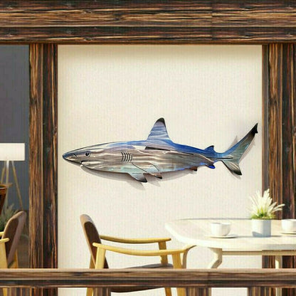 【49% הנחה】 - 🦈 מדבקת קיר אמנותית כריש מתכת